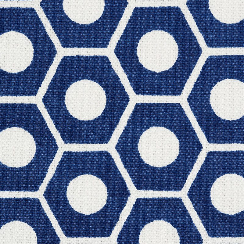 Schumacher x Studio Bon Queen B Fabric, Navy