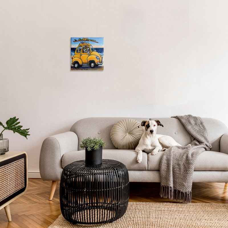 Art mural sur toile Groovy Pet Beach Buggy par CR Townsend, H 17 po x l 17 po
