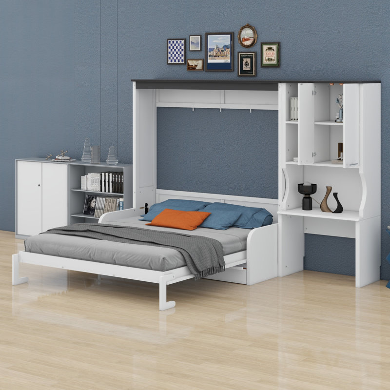 Lit escamotable à usages multiples avec canapé, bureau et armoire de rangement Murphy