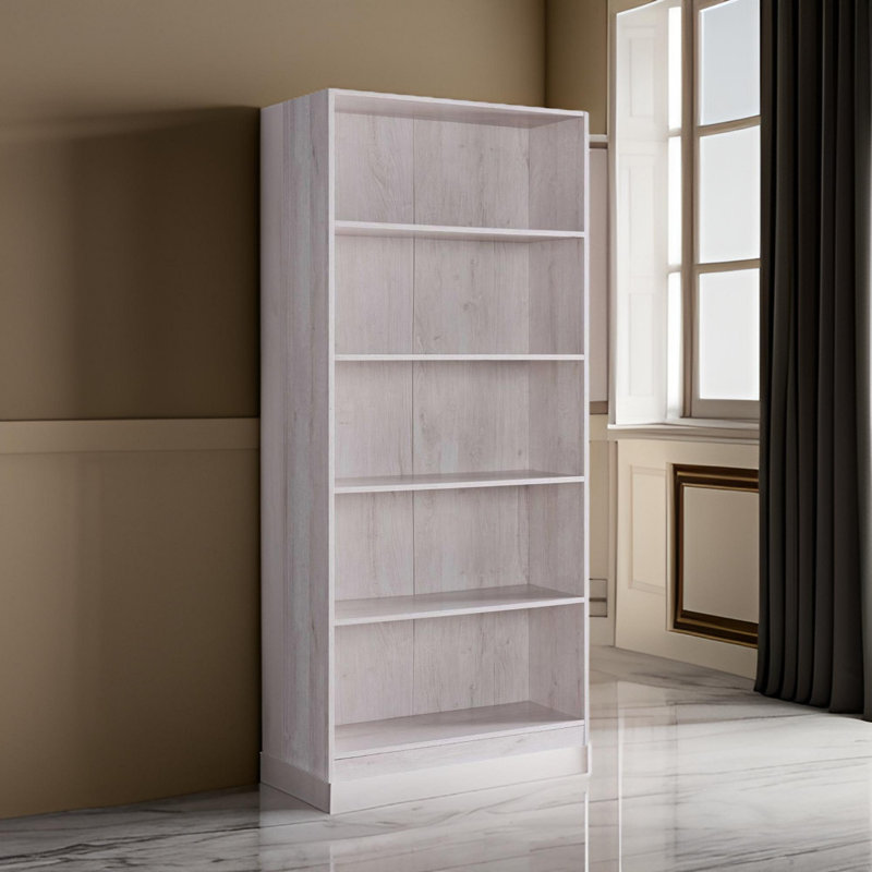 Bibliothèque standard Gordillo, Chêne blanc, (5 tablettes) H 70,75 po x l 31 po x P 11,5 po