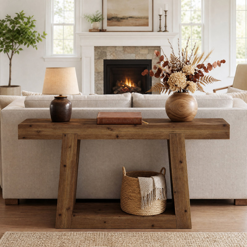 55.12'' Sofa Table with Storage Shelves