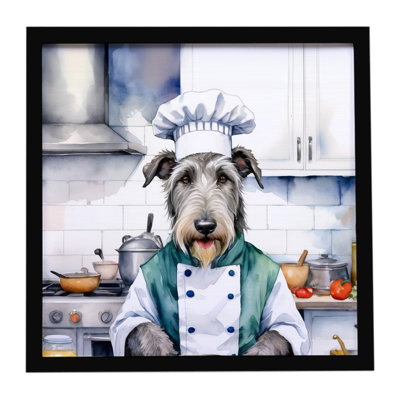 Irish Wolfhound The Chef Framed Metal Print