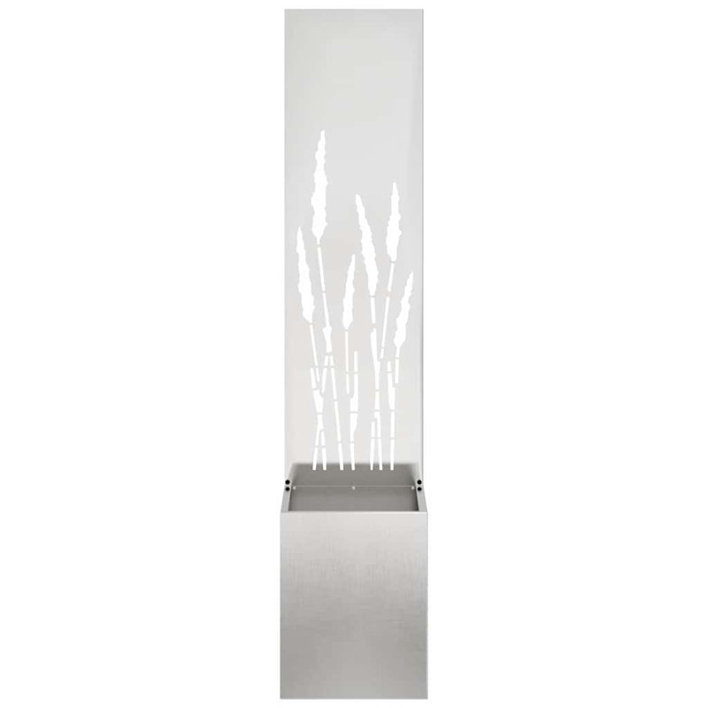 Garden Planter With Decorative Panel, 140cm H x 32cm W x 32cm D, Sliver