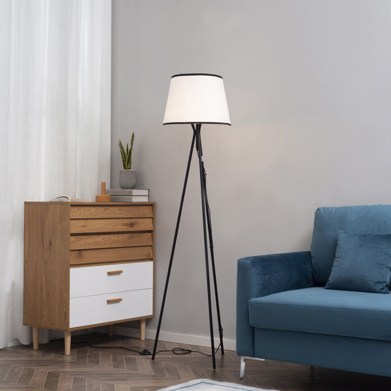 Arc Floor Lamp with Remote Control, Dimmable LED Floor Lamp with 3 Color Temperature, Black Standing Lamp with Rattan & Fabric Double Drum Shade, Boho Farmhouse Tall Pole Lamp for Living Room Bedroom