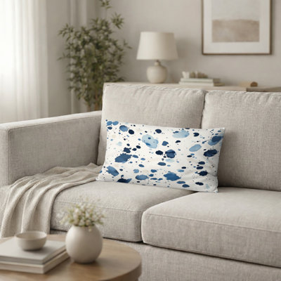 Coussin décoratif abstrait - Coussin bleu et crème