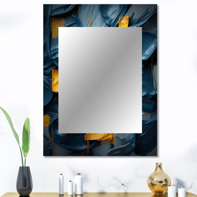 Printemps Bliss abstrait turquoise et jaune I - peinture abstraite, miroir mural moderne unique, impression sur métal