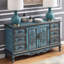 Buffet bleu uni et bois manufacturé