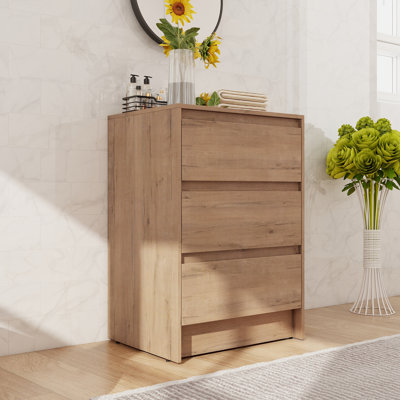 Hokku Designs Freestanding Bathroom Side Cabinet With 3 Soft Close Drawers | Wayfair