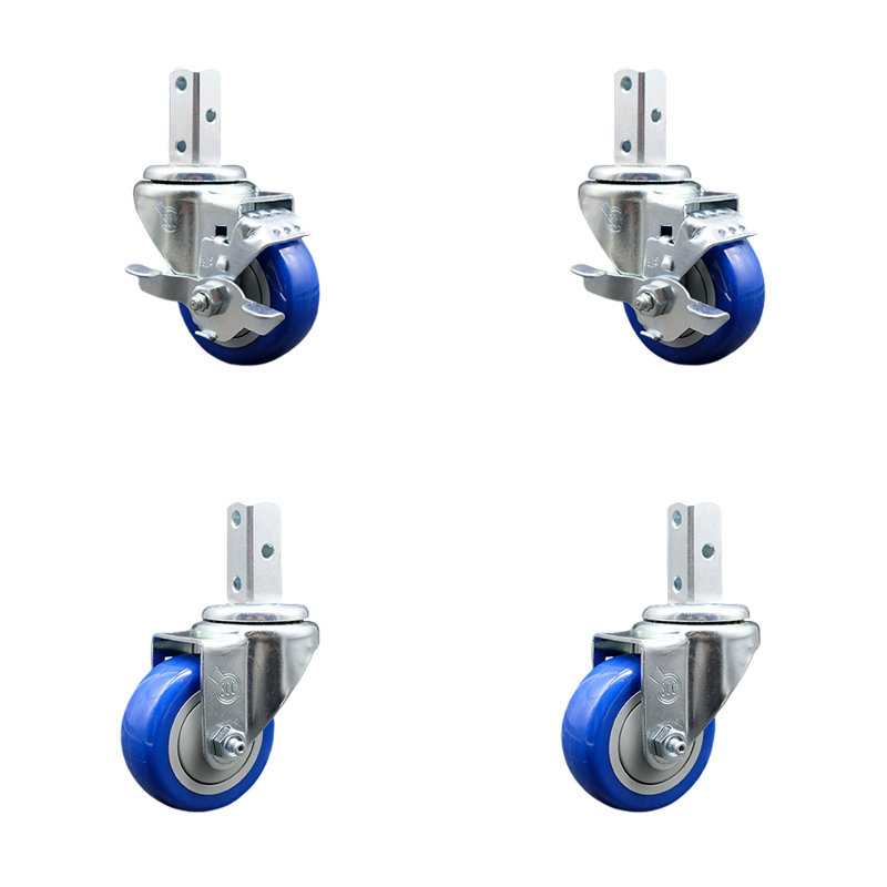 4 Piece Polyurethane Caster Set, Blue