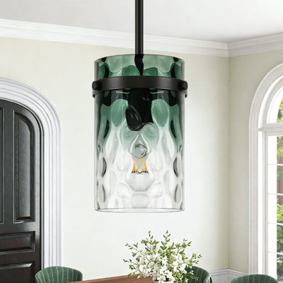 1-Light 5.9"W Gradient Water Glass Pendant Light, Modern Kitchen Island Hanging Light