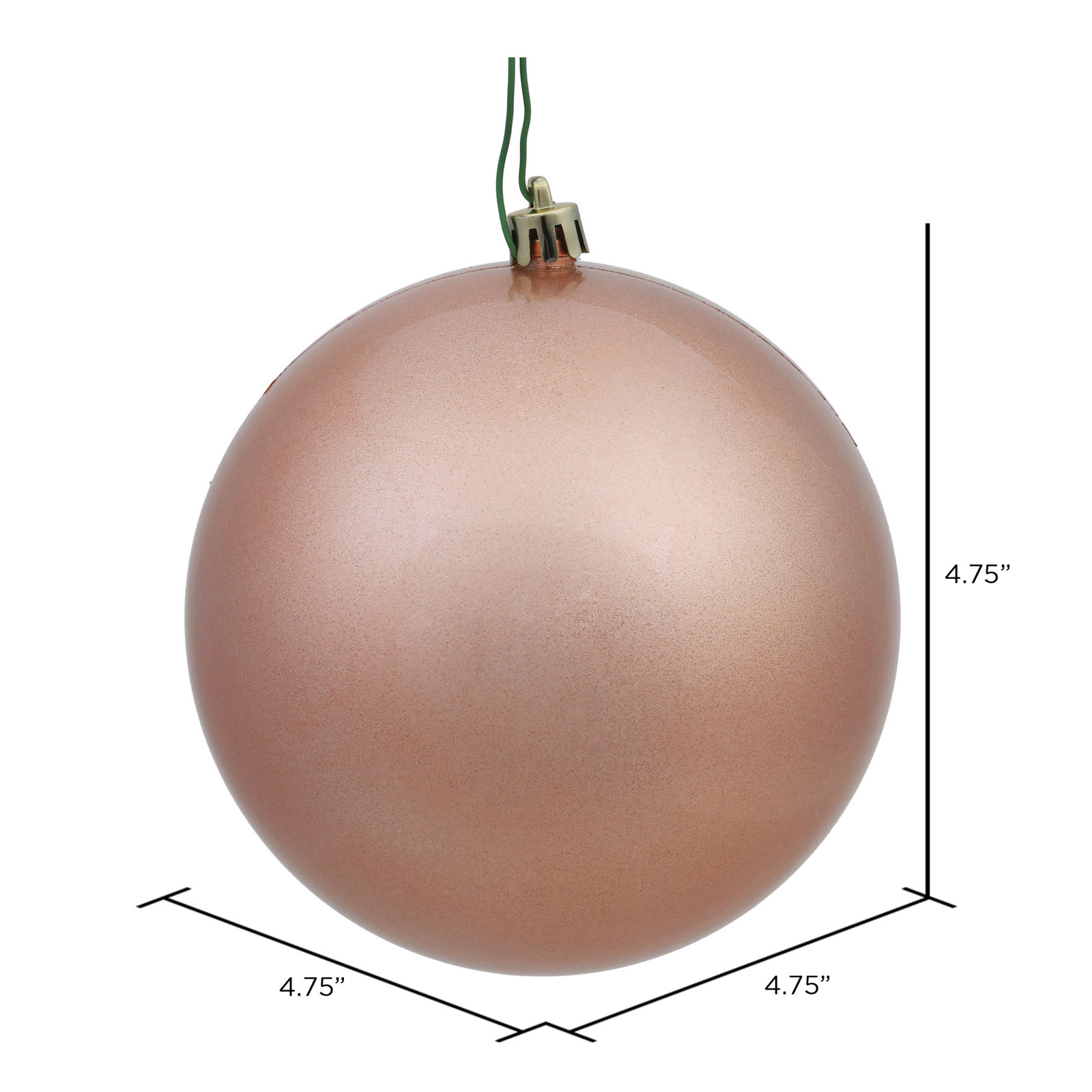 Christmas Ball Ornament, Rose Gold, 4.75" H x 4.75" W x 4.75" D