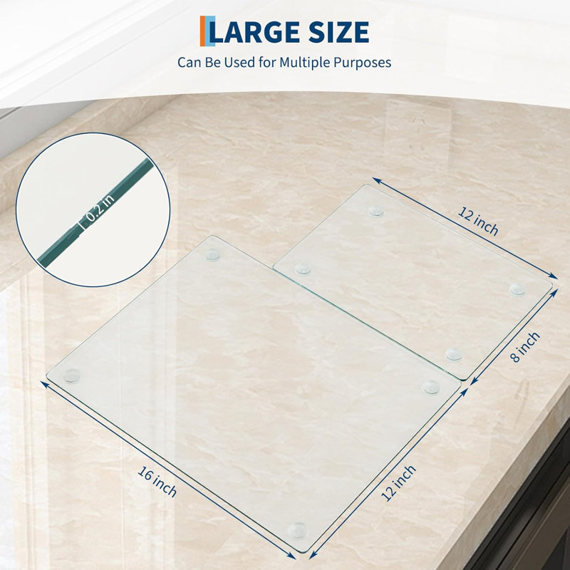 Planche à découper en verre transparent pour cuisine résistante à la chaleur 