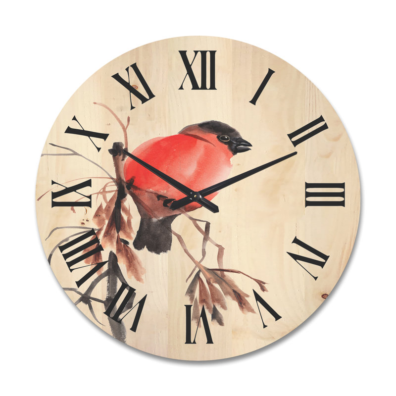 Horloge murale bouvreuil sur une branche, Très grand