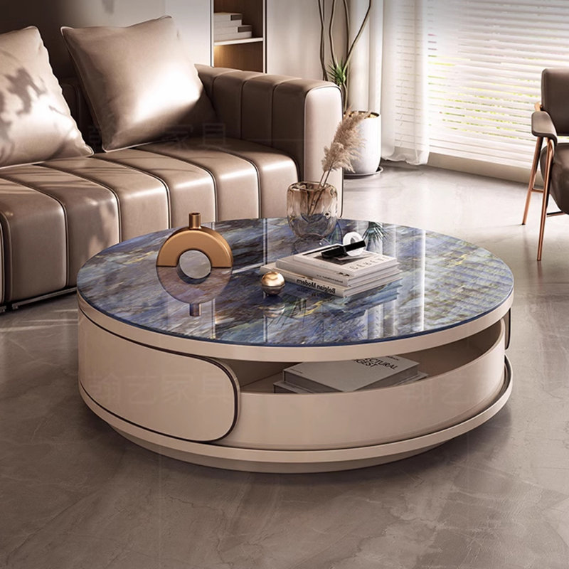 Table basse ronde Luxe, Bleu
