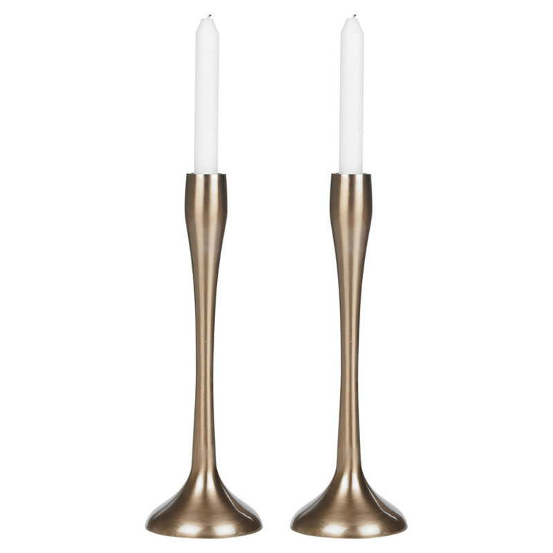 2 Piece Metal Tabletop Candelabra Set, 12.21cm H x 3.54cm W x 3.54cm D, Gold