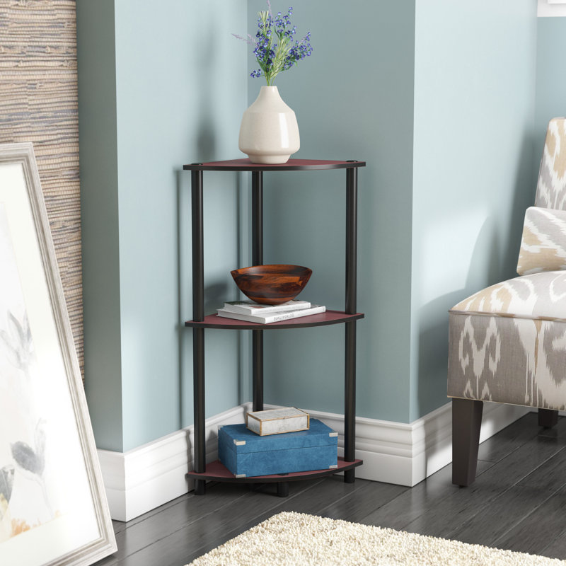 75.2cm H x 29.5cm W Corner Bookcase, Dark Cherry/Black