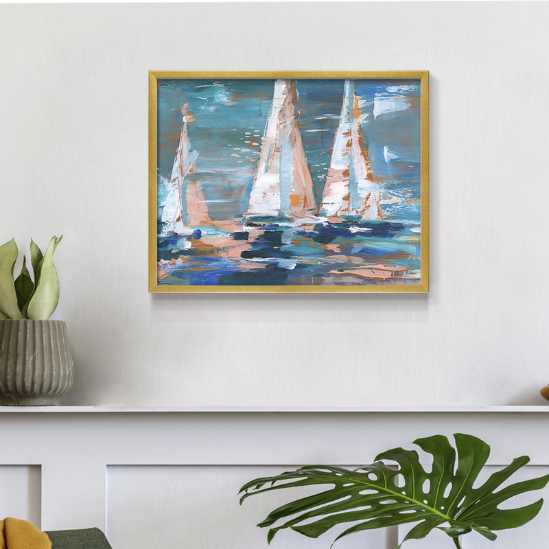 Pop Regatta II -Framed Print - Restickable, 8" H x 10" W, Gold