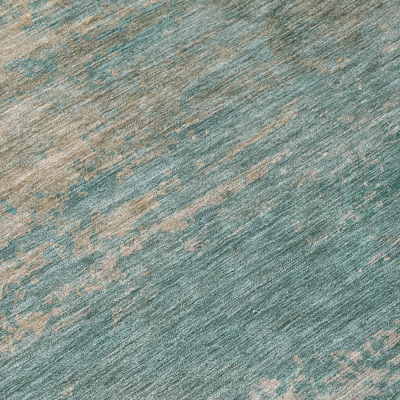 Machine Washable Indoor/Outdoor Xhevrie Aqua Rug, Rectangle 1'8" x 2'6"