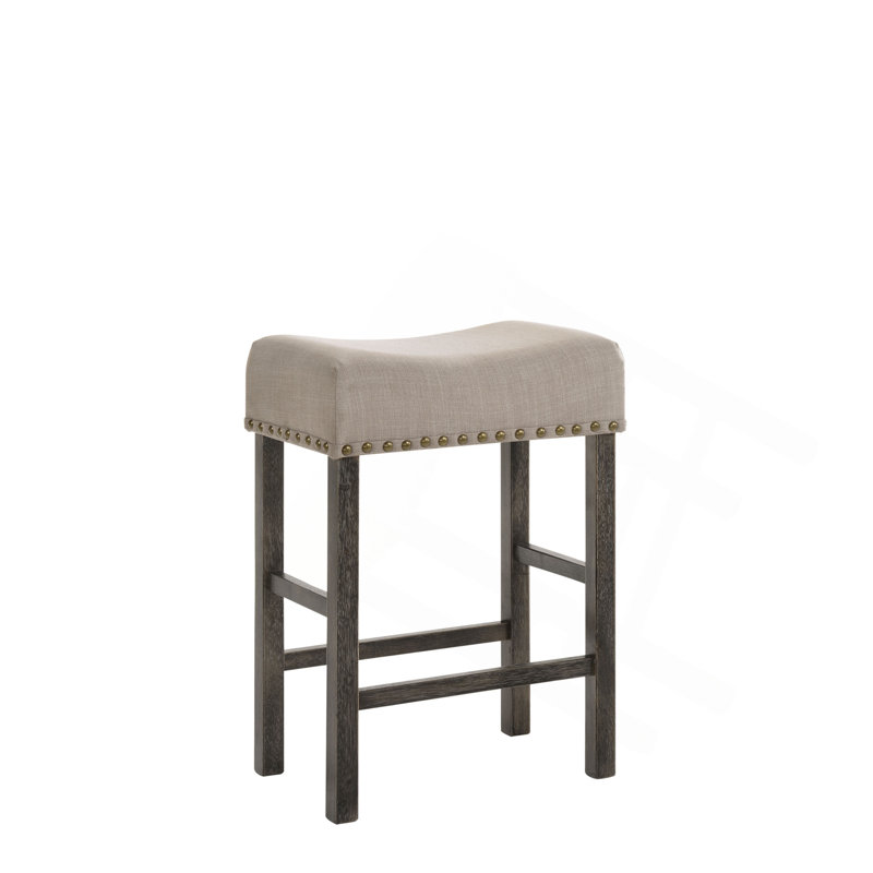 Tabouret à hauteur de comptoir Martha II en lin brun clair et gris vieilli (ensemble de 2)