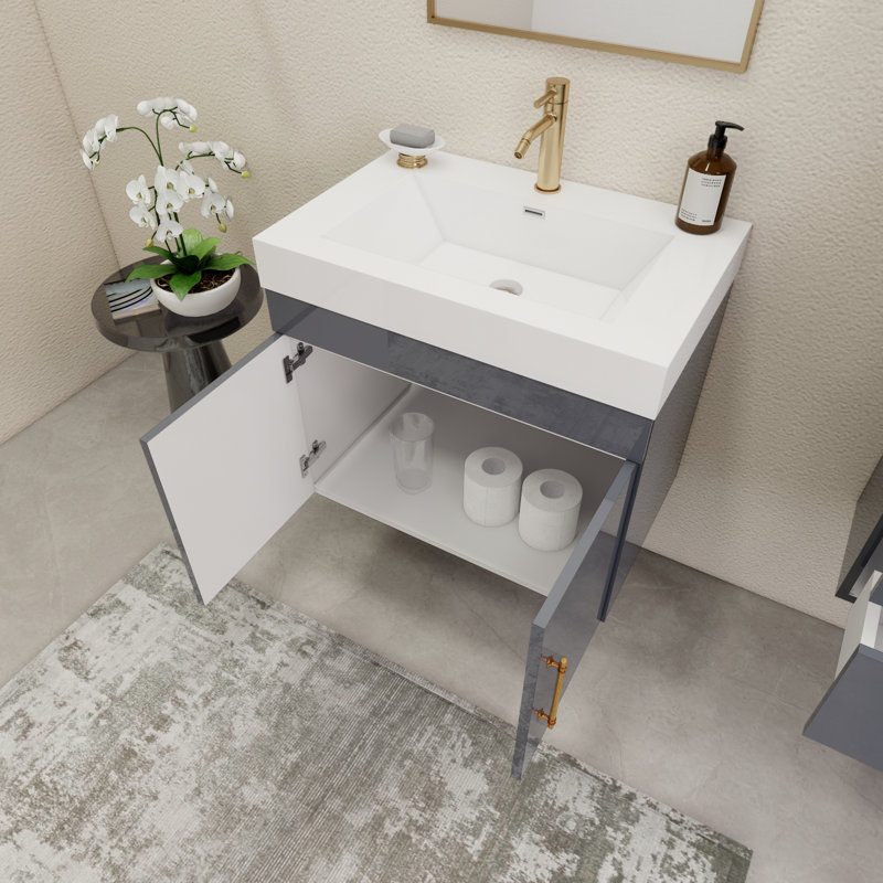 Ensemble de meuble-lavabo simple 29,5 po, Gris lustré