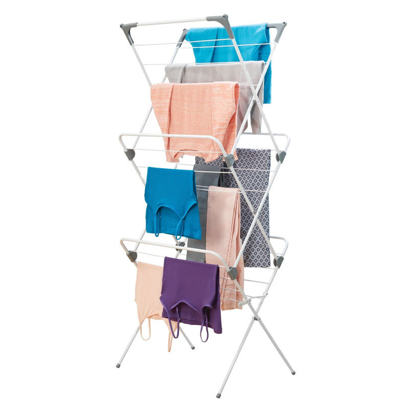 Steel Foldable Tripod Drying Rack, White/Grey