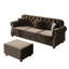 Velours brun moderne Mid-Century 4 avec garniture cloutée, bouton, roulé et inclus, conçu pour la vie quotidienne des années à venir