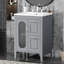 Meuble-lavabo 24 po avec lavabo, meuble-lavabo avec deux tiroirs et porte, tablette réglable, bois massif et panneau de fibres à densité moyenne-958244476