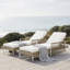 Ensemble de 2 chaises longues d'extérieur, chaises longues de patio avec accoudoirs et coussins pour la piscine