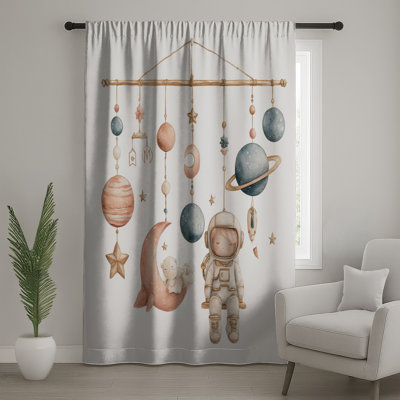 Rideau mobile astronaute pour bébé, voilage et rideaux occultant - 1 panneau
