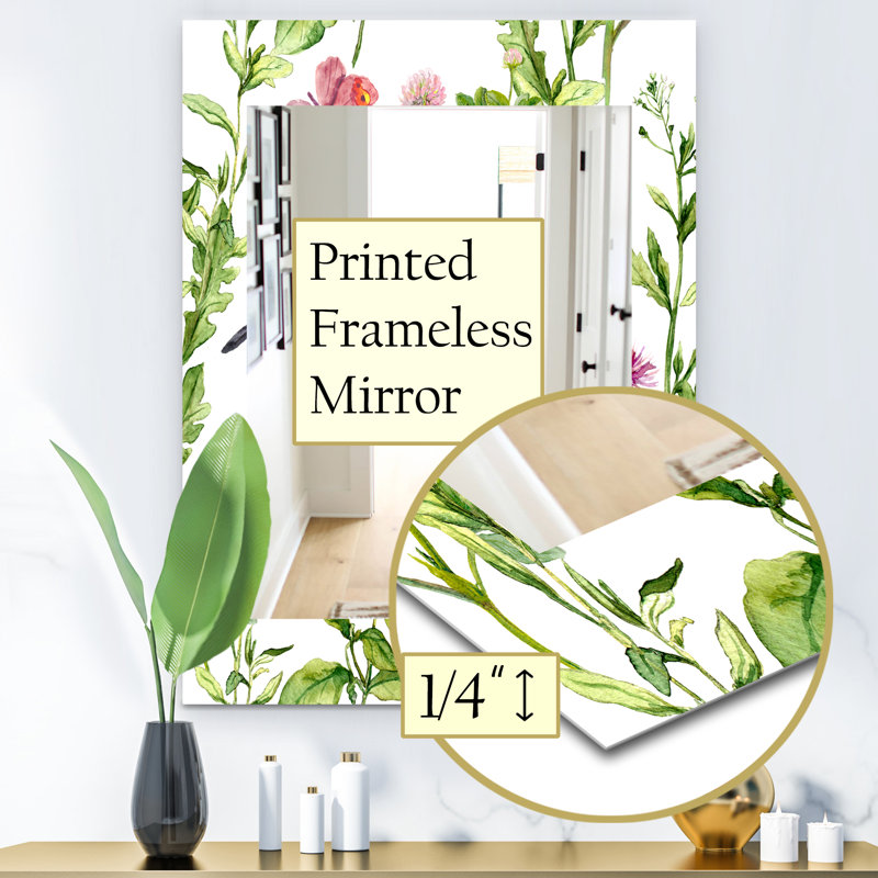 Miroir mural bohémien et traditionnel fleur 43, H 24 po x l 32 po, Floral 3