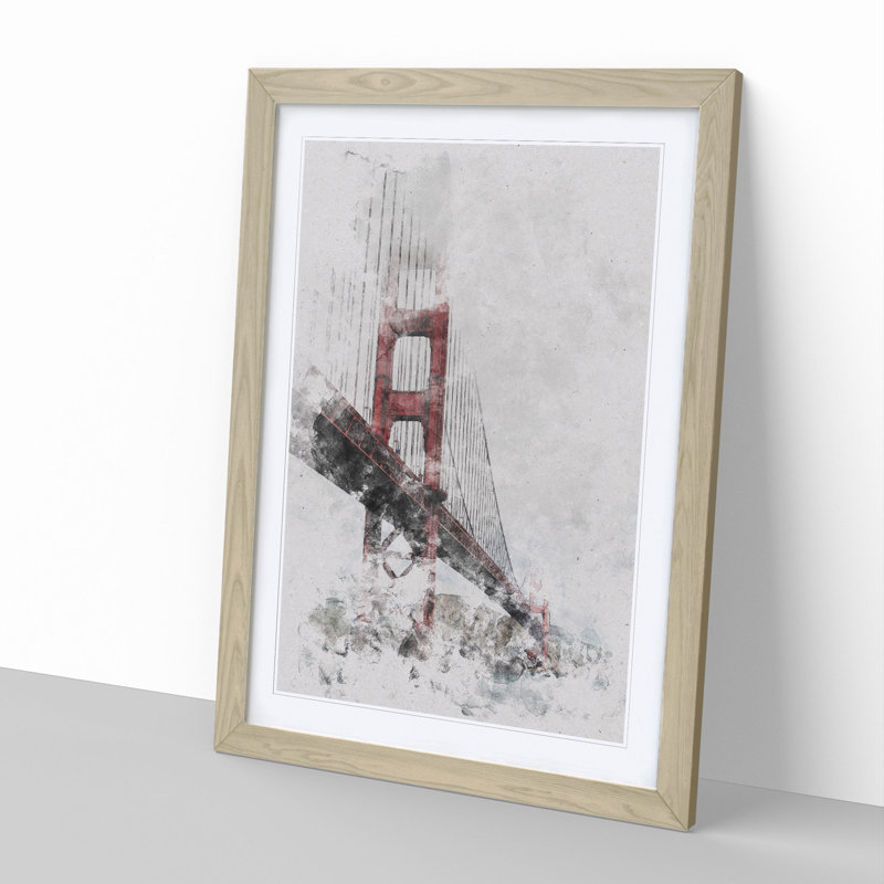 Golden Gate Bridge Vol.4 - Picture Frame Painting, 36cm H x 27cm W x 2cm D, Oak Framed