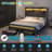 Bed Frame with Bookcase Storage Headboard and 2 Drawers Upholstered Tufted Wingback Beds-766630501-766630497