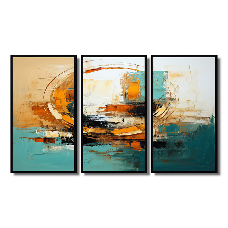 Conelia - ensemble d'art mural abstrait, Cadre flottant noir, H 32 po x l 48 po x P 1 po