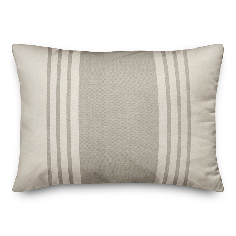  Neutral Linen Stripe Rectangular Pillow Cover & Insert