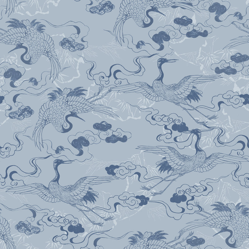 Rouleau de papier peint flottant L 33 pi x l 20,5 po Yuki Osada, Bleu