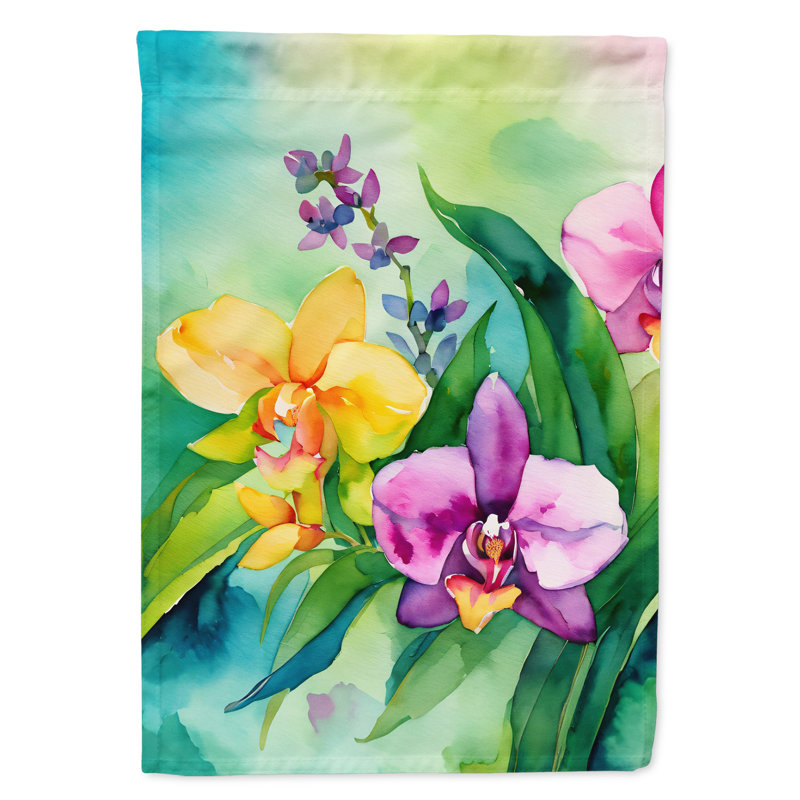 Orchidées dans le drapeau de la maison à l'aquarelle