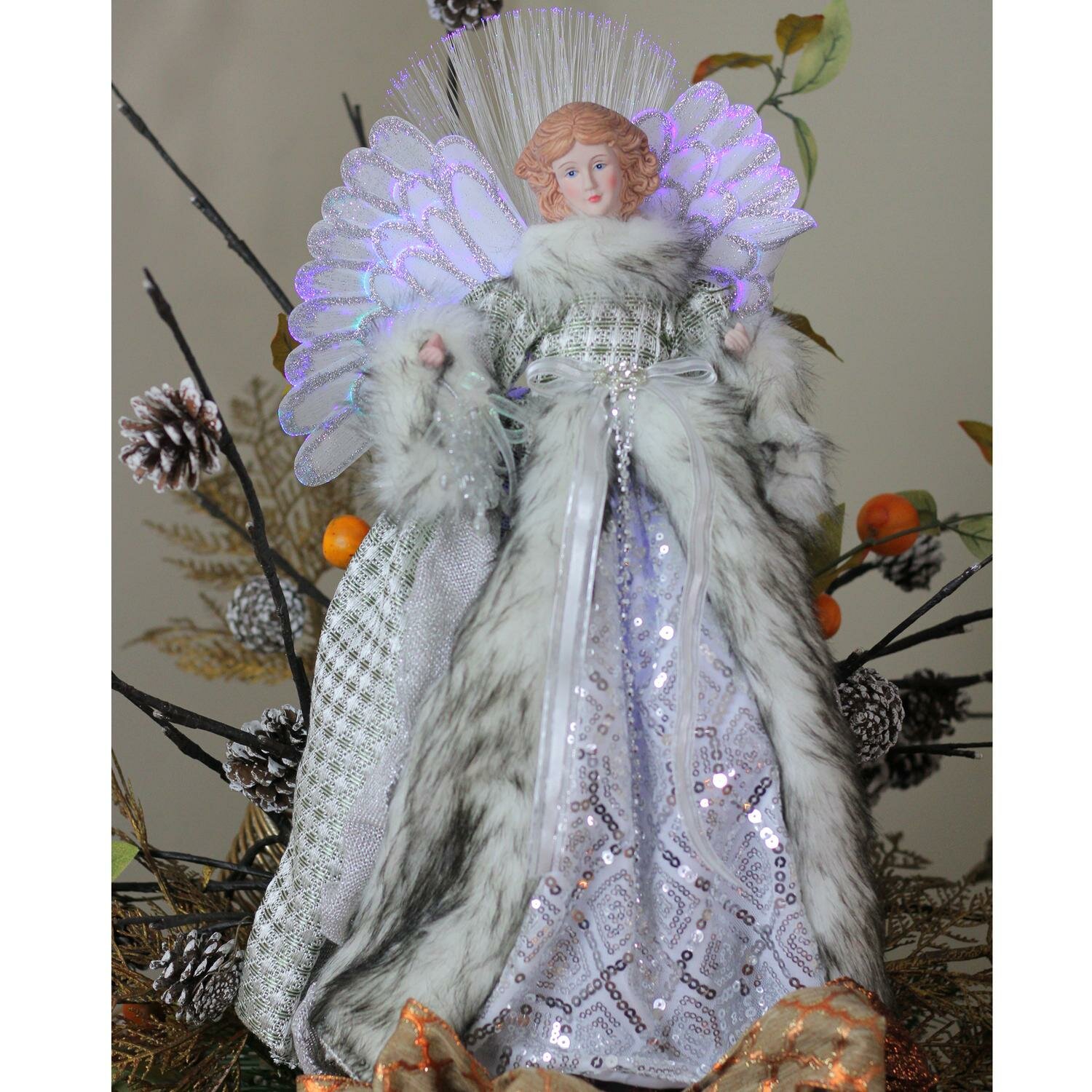 Northlight 12-in Silver Angel with Wings Christmas Tree Topper