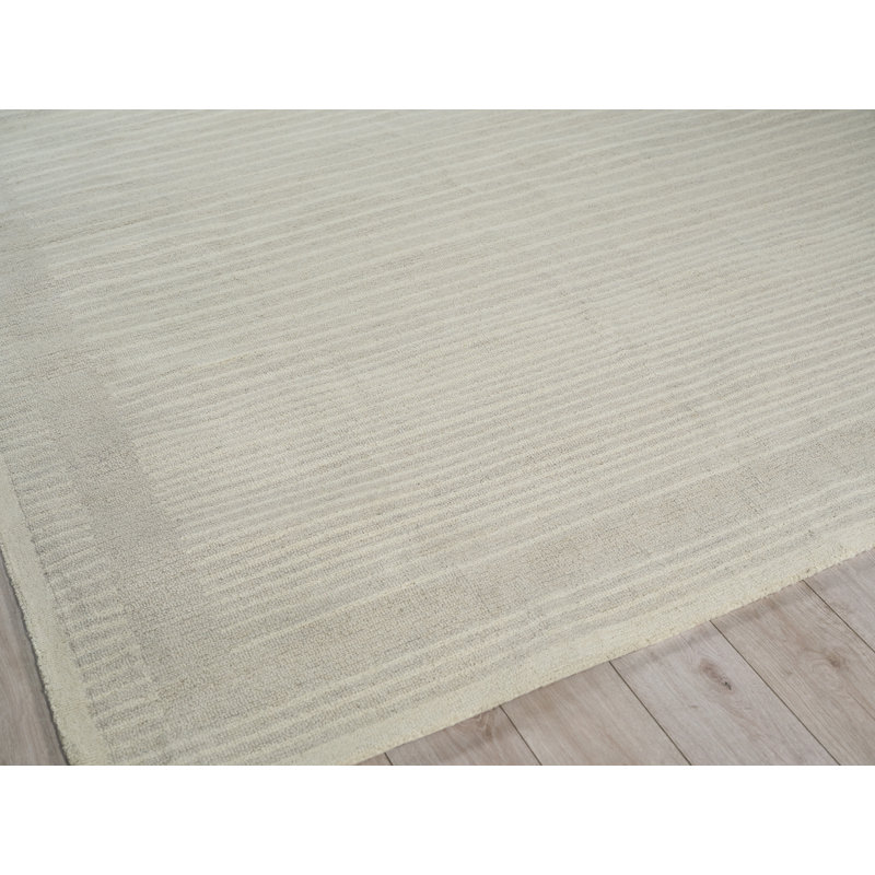 Dusseldorf hand-tufted New Zealand Wool Beige/Ivory Area Rug, Silver/Ivory, Rectangle 14' x 18'