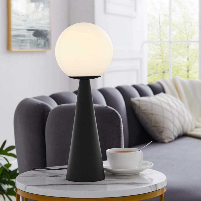 Modway Apex Glass Globe Glass Table Lamp, Black