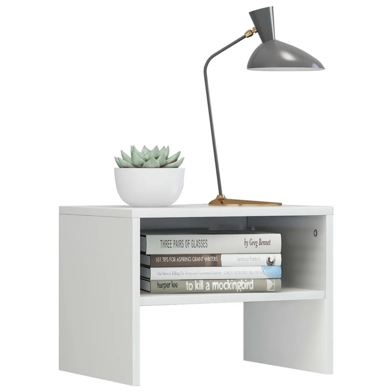 Abdon 40cm W Manufactured Wood Bedside Table, High Gloss White