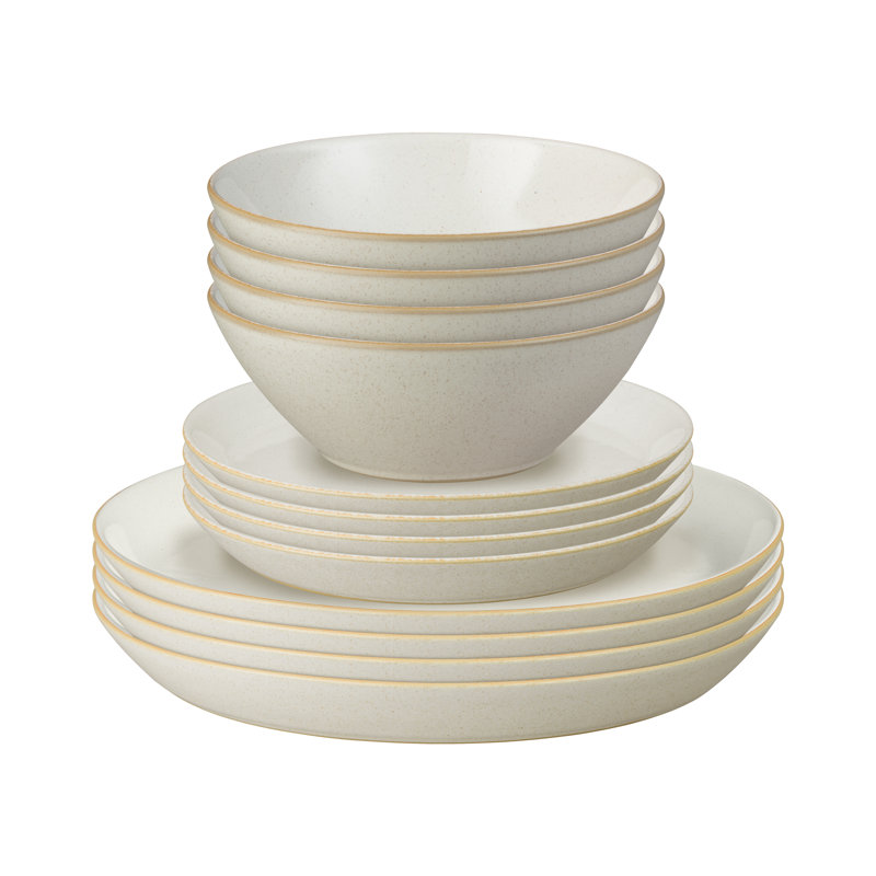 Denby Impression 12 Piece Dinnerware Set, Service for 4, Cream