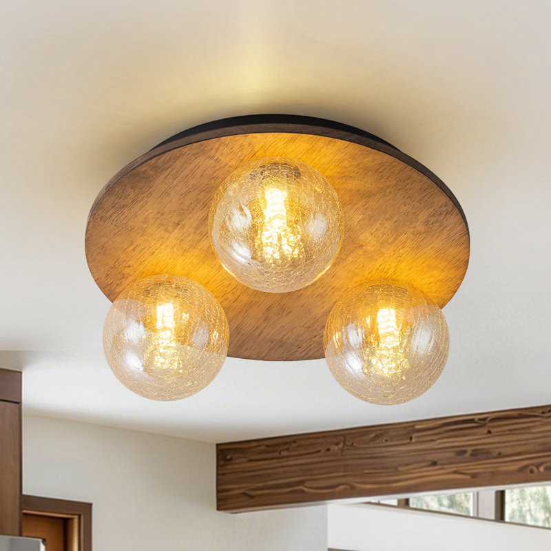 Plafonnier encastré 3 lumières, Ambre craquelé