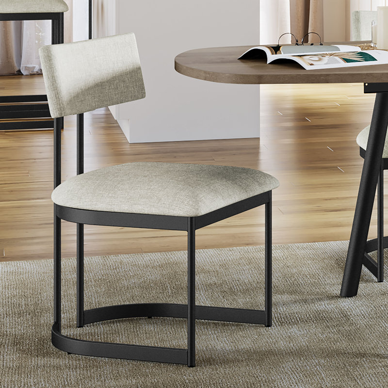 Delisa Upholstered Dining Chair, Light Beige/Black