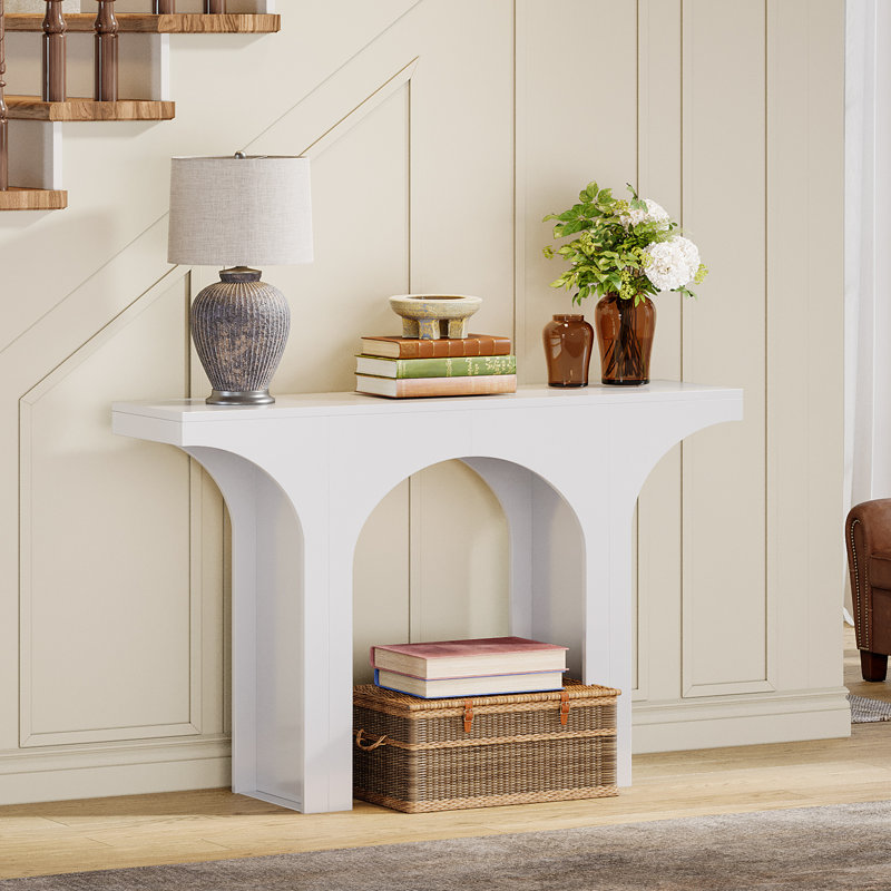 Modern Console Table, 47-Inch Arched Console Table for Entryway, White