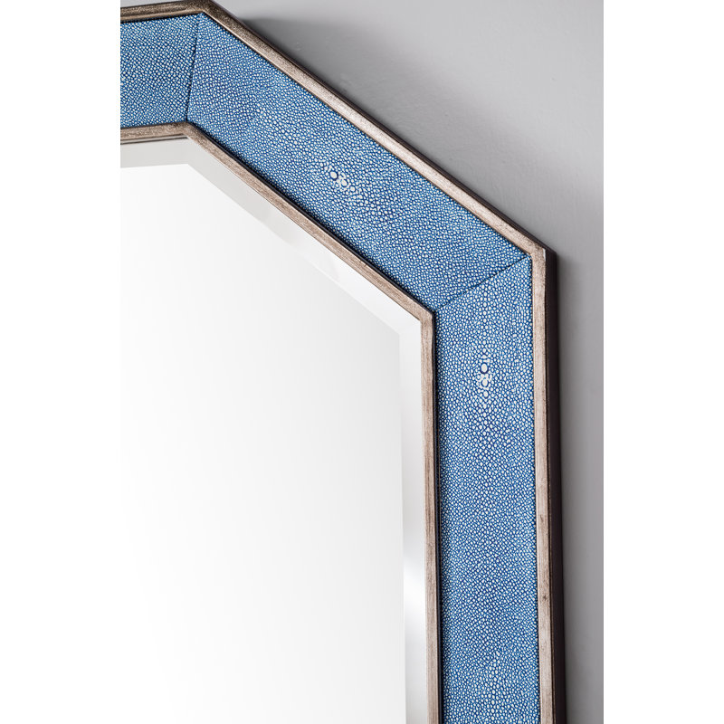 Tangent Flat Iron Beveled Wall Mirror, Delft Blue