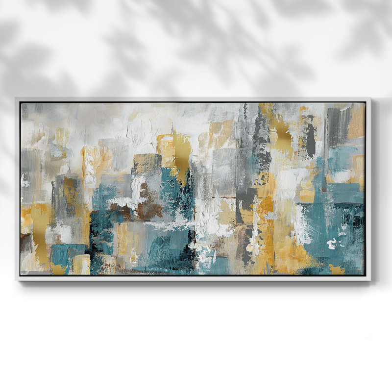 City Views I - Toile tendue avec châssis, prête à accrocher, H 21 po x l 41 po, Blanc