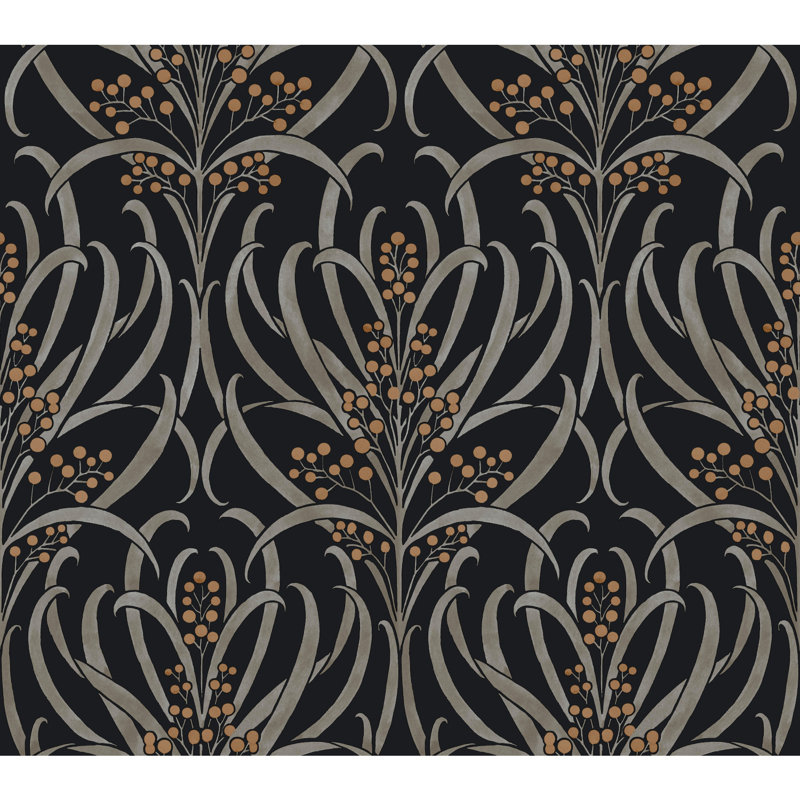Rouleau de papier peint L 27 pi x l 27 po Calluna Arts and Crafts, Noir / or