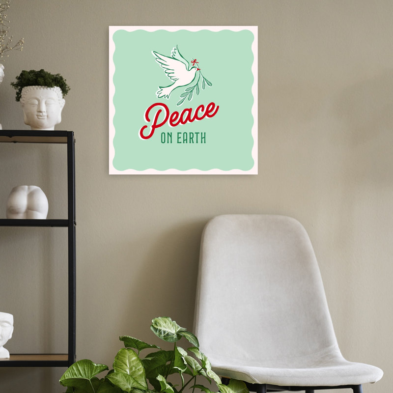 Colombe paisible sur Terre - Affiche murale hivernale rétro et vintage, H 18 po x l 18 po