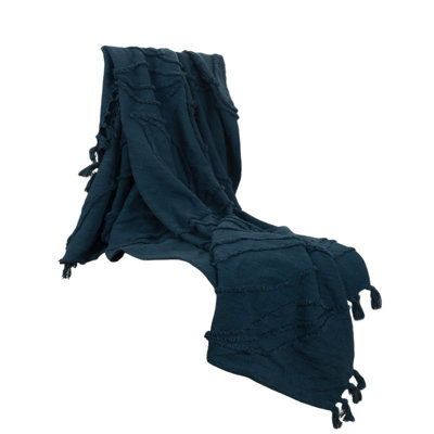 Jeté 100% coton tissé bleu sarcelle
