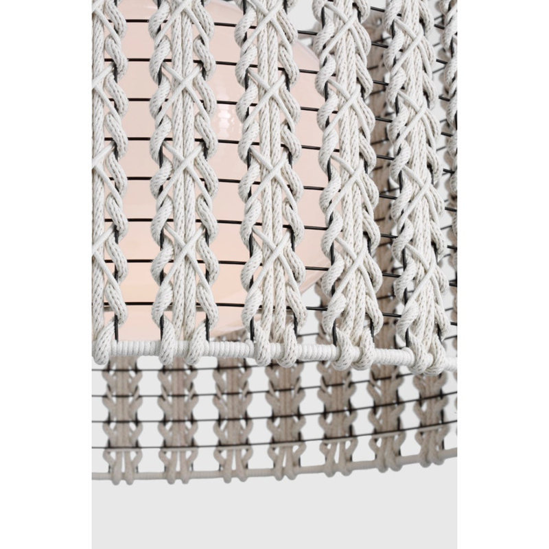 Catania 30" Hanging Shade With Cream Braided Rope, 21" H x 29" W x 29" D, Matte Black